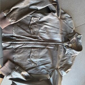 Scotch & Soda Dark Brown Leather Bomber Jacket